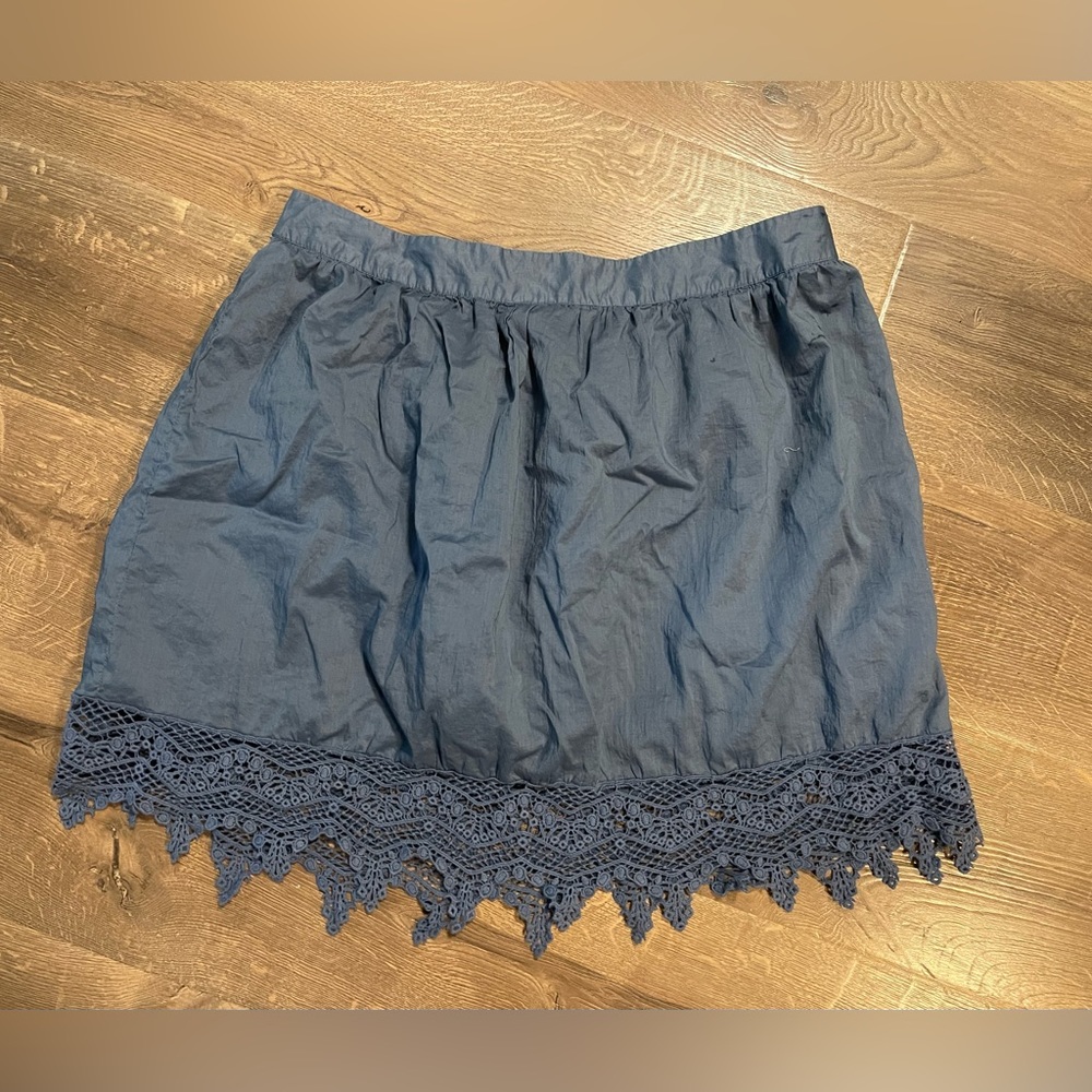 Modbe- dusty blue boho skirt with lace trim, Xl